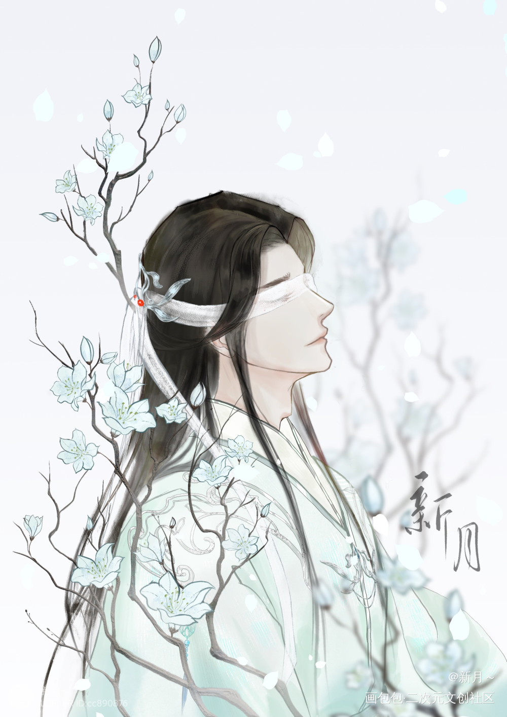 如玉如兰_板绘涂摸鱼页插画绘画绘画作品