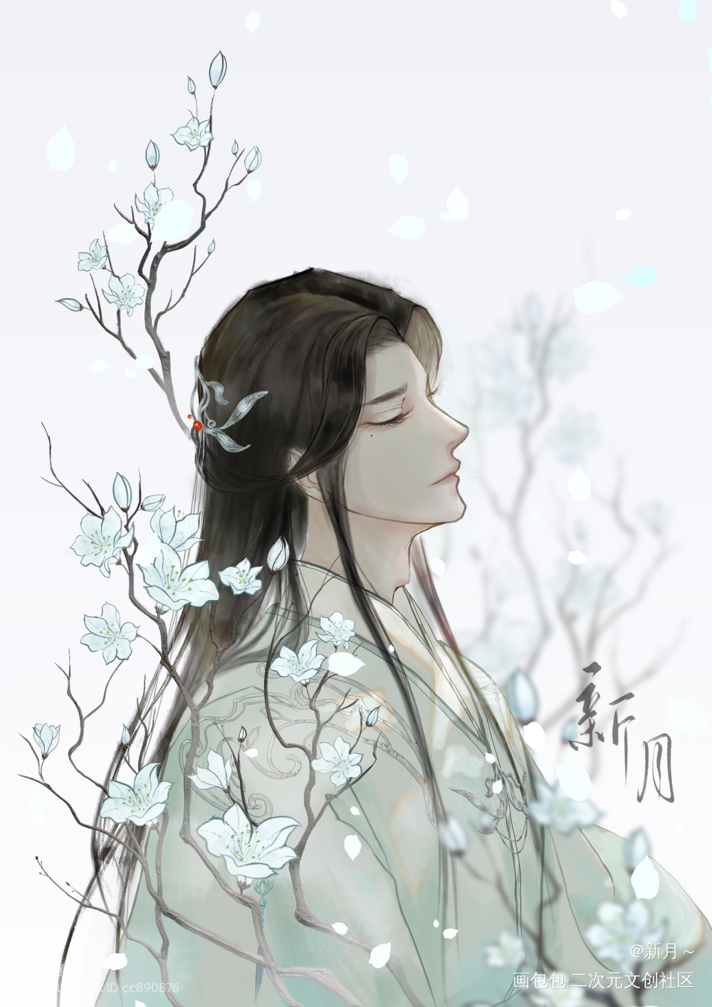 如玉如兰_板绘涂摸鱼页插画绘画绘画作品