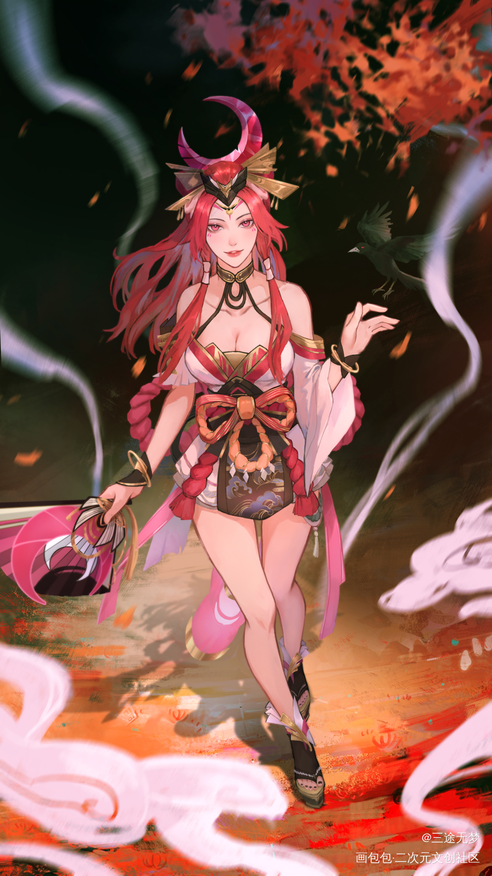 不知火舞-绯月行_王者荣耀插画不知火舞壁纸绘画绘画作品