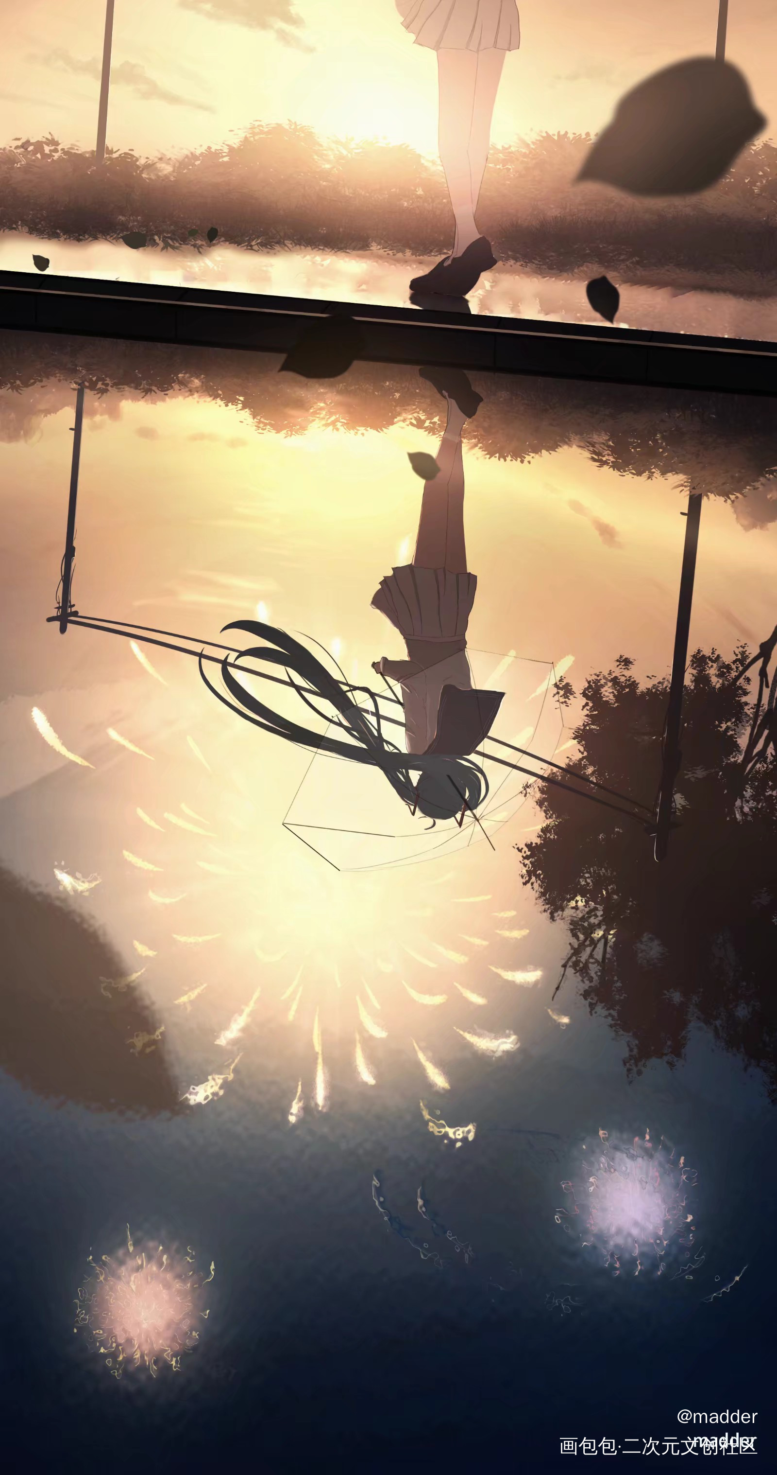 镜中花_初音厚涂日系云场景绘画作品