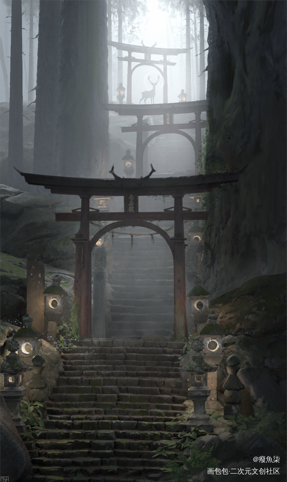 林深见鹿_厚涂原画场景求点评求配文我要上首推插画半原创原创绘画作品