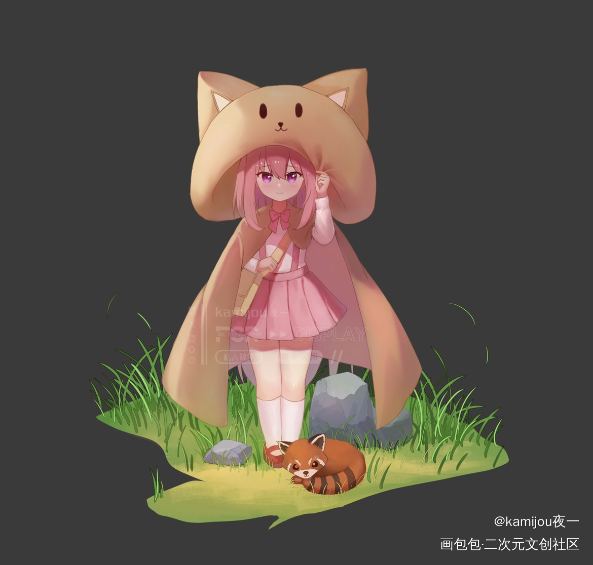 小熊猫和小熊_立绘日系我要上首推板绘绘画原创绘画作品