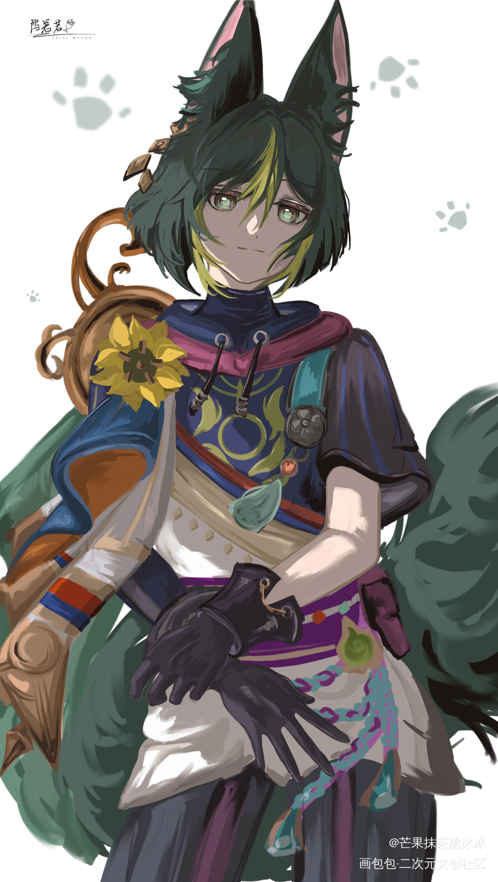 【扭一扭 小狐狸】_原神板绘涂伪厚涂日系插画提纳里摸鱼二次元板绘绘画作品