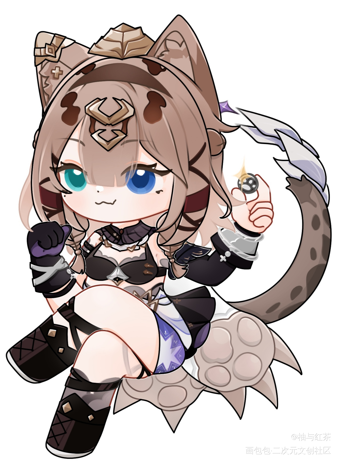 猫猫来啦！_Q版逐火十三英桀帕朵菲莉丝崩坏三绘画作品