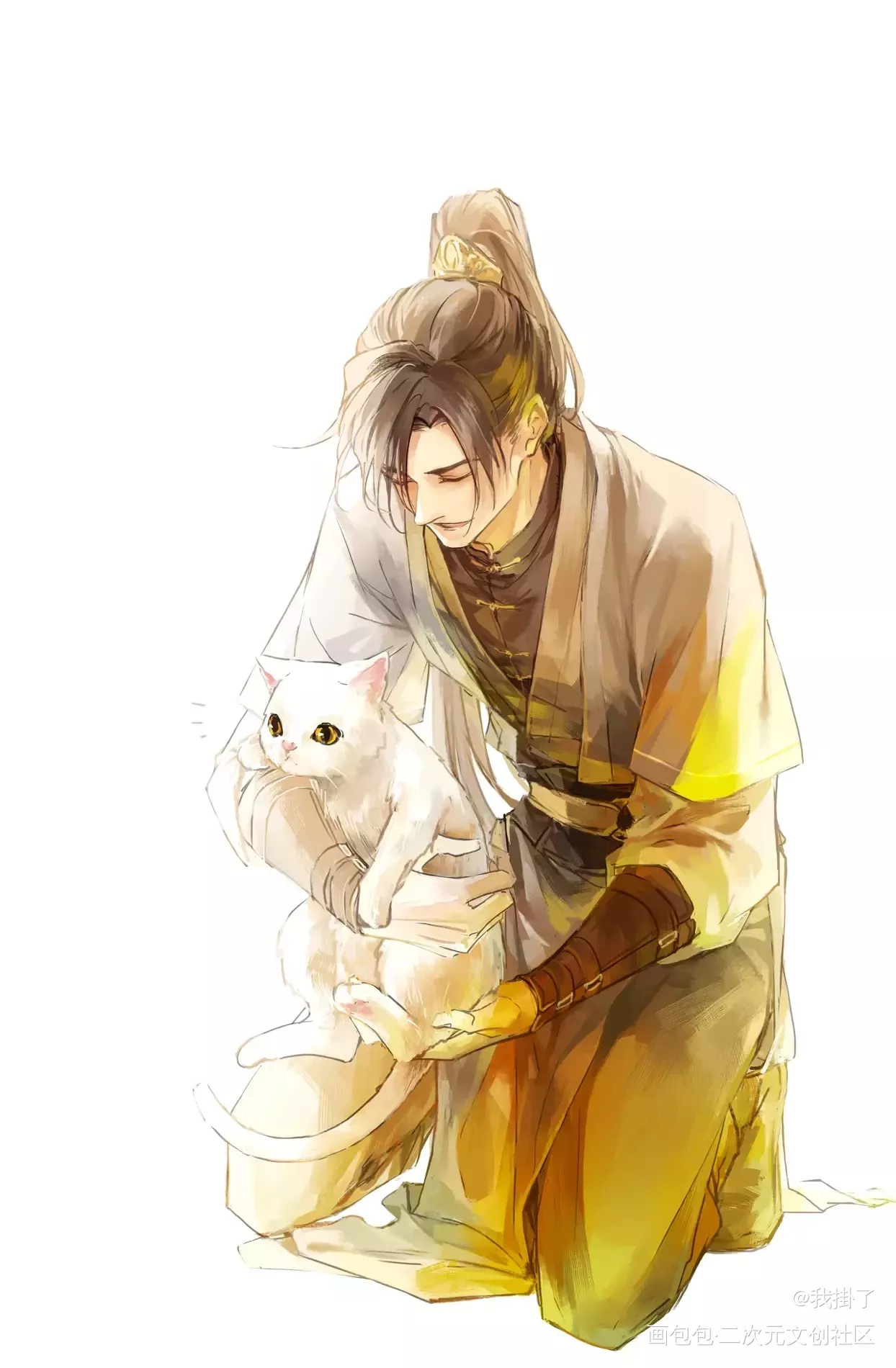 喵。_二哈和他的白猫师尊燃晚墨燃绘画作品