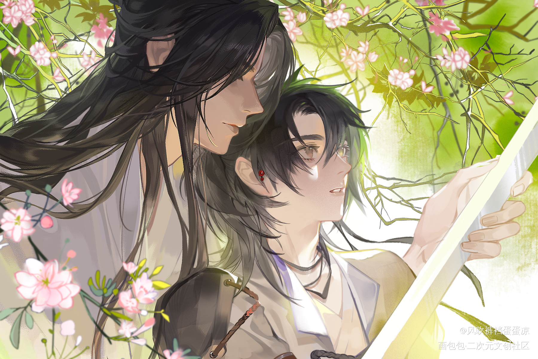 《那年微雨问海棠》_二哈和他的白猫师尊墨燃生辰吉乐燃晚楚晚宁绘画作品