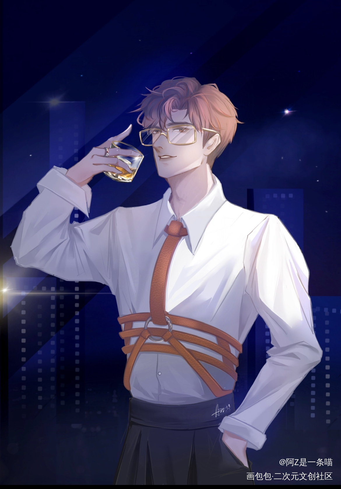 陆沉_光与夜之恋陆沉摸鱼页同人绘画作品