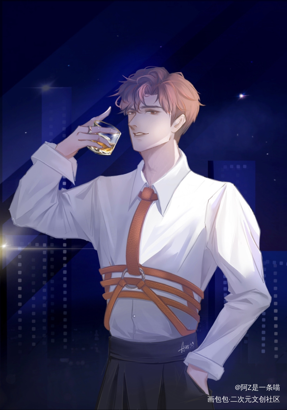 陆沉_光与夜之恋陆沉摸鱼页同人绘画作品