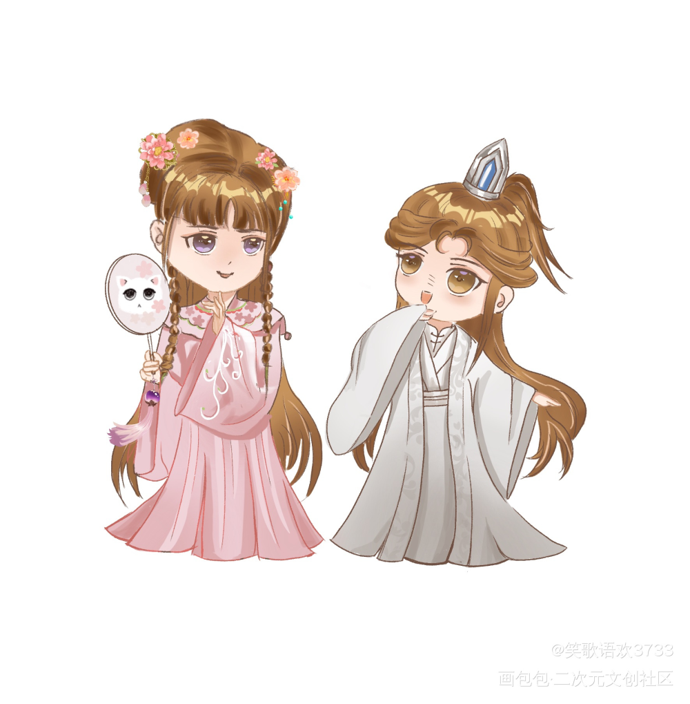 【二哈】楚郎和燃妹_二哈和他的白猫师尊燃晚墨燃楚晚宁板绘涂绘画作品