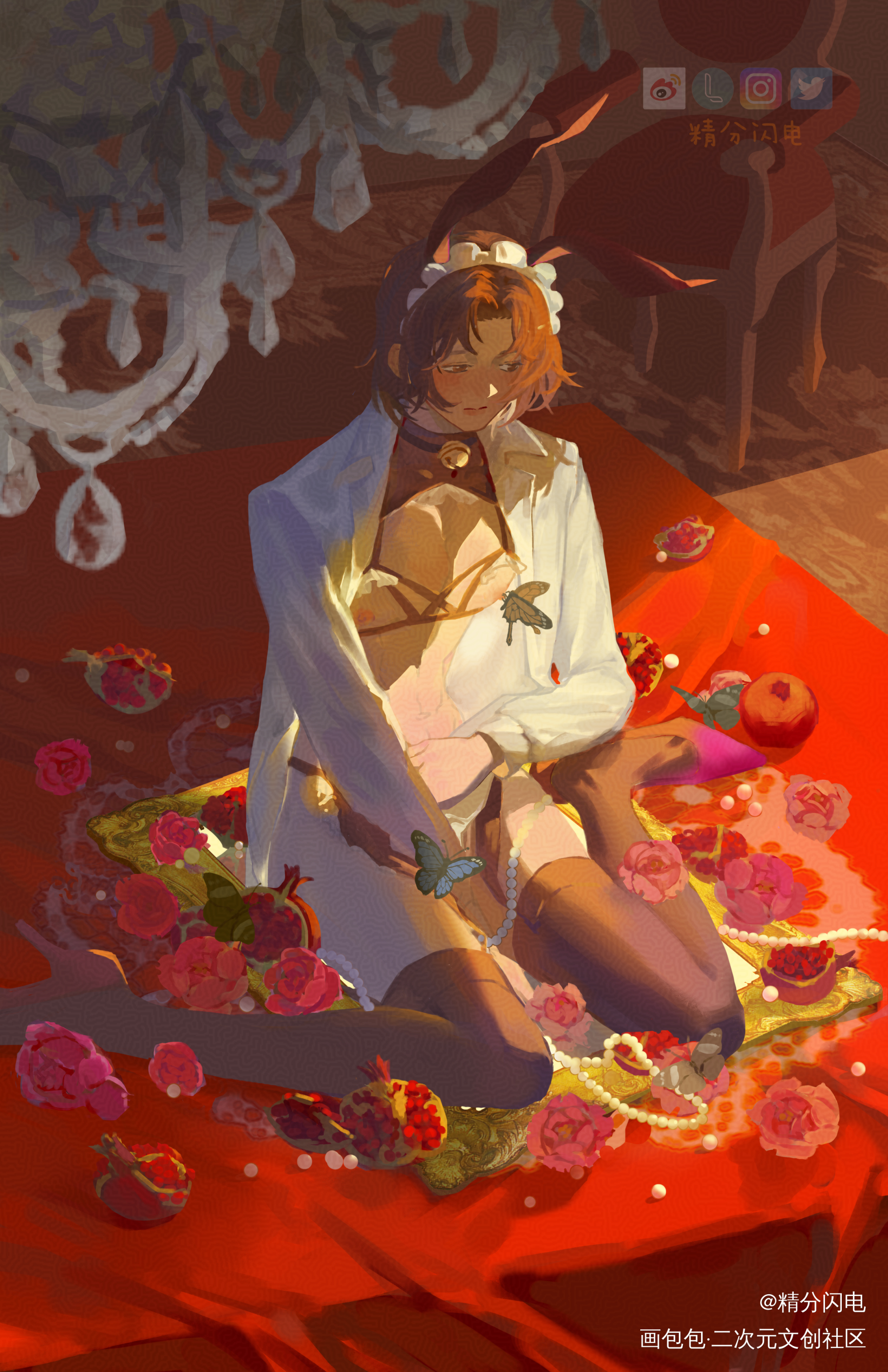 没有自渎，这是雕像_天官赐福花怜谢怜花城谢怜花城插画同人魔道祖师，天官赐福墨香铜臭板绘绘画作品