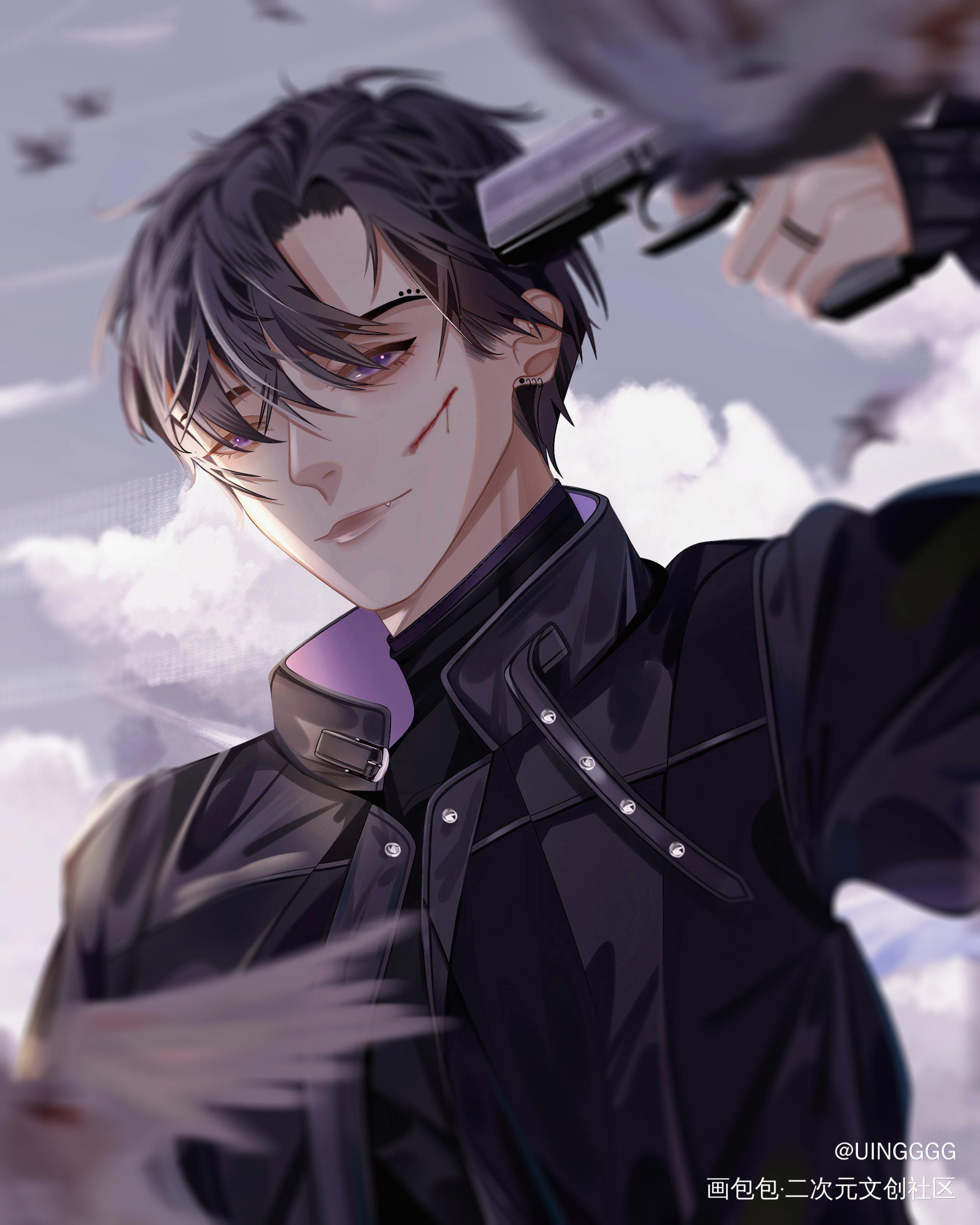 “pang”_二哈和他的白猫师尊燃晚绘画作品