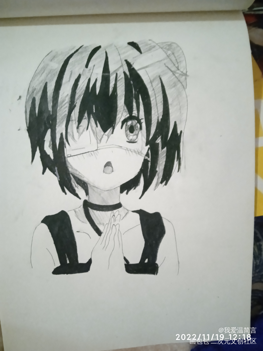 六花嘿嘿嘿_中二病也要谈恋爱小鸟游六花摸鱼页临摹绘画作品