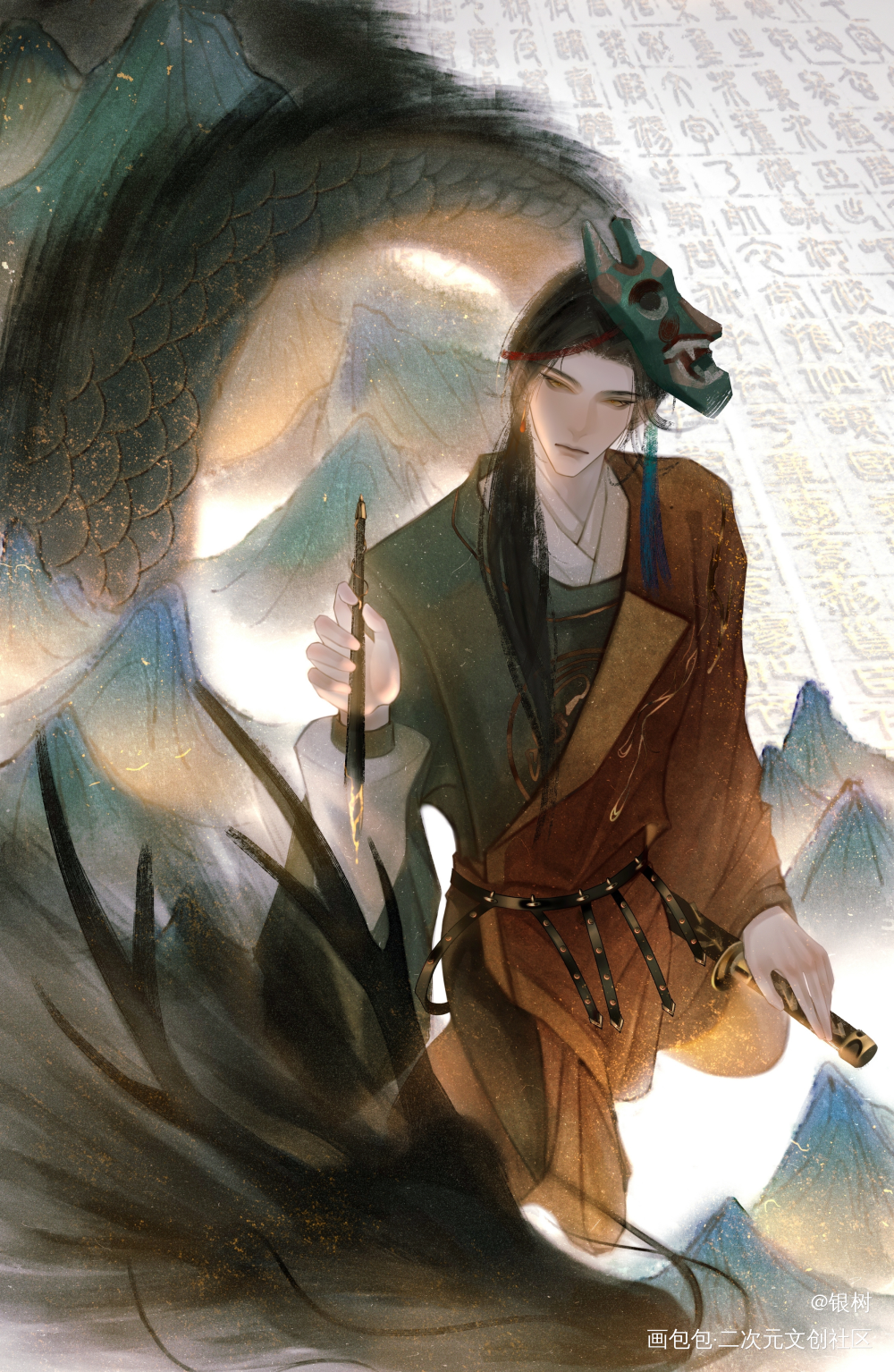 神明描绘人间_黑塔利亚王耀板绘涂古风绘画绘画作品