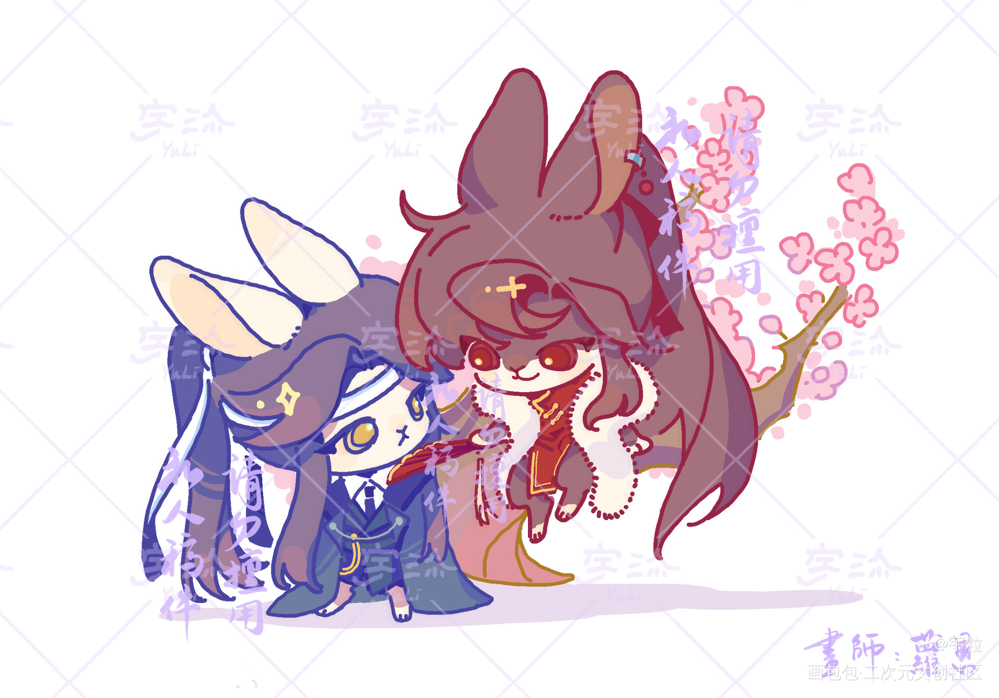 【落花煮酒】Q_魔道祖师忘羡蓝忘机，魏无羡绘画作品