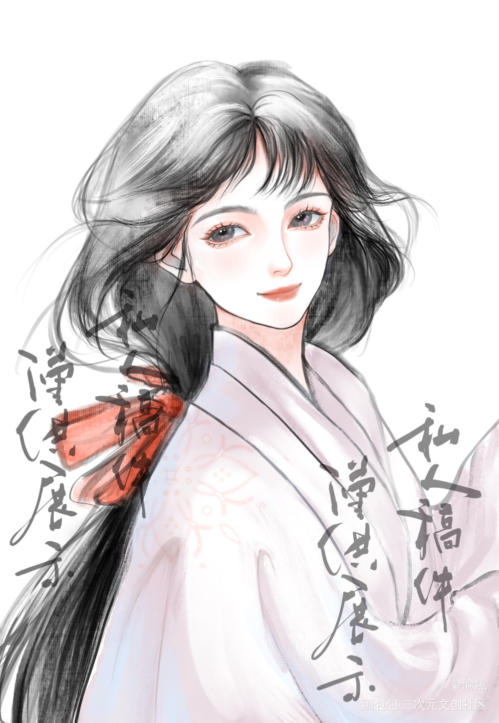 风师娘娘另一版女装造型_天官赐福师青玄水墨古风付费委托摸鱼板绘绘画绘画作品