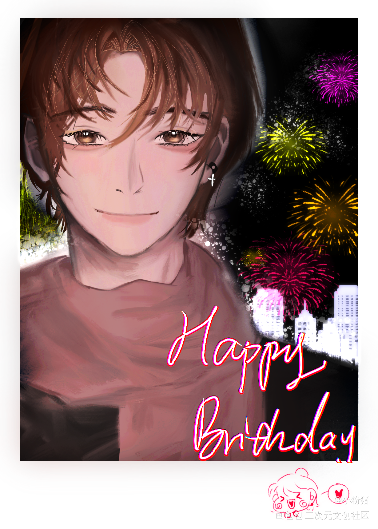 洛大佬生日快乐！_附加遗产188男团洛温洛羿温小辉绘画作品