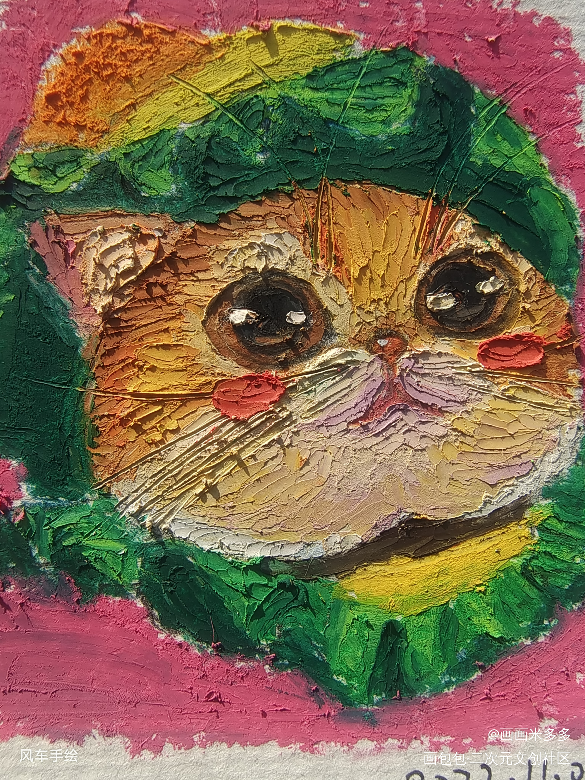 油画棒喵_手绘宠物油画棒绘画作品