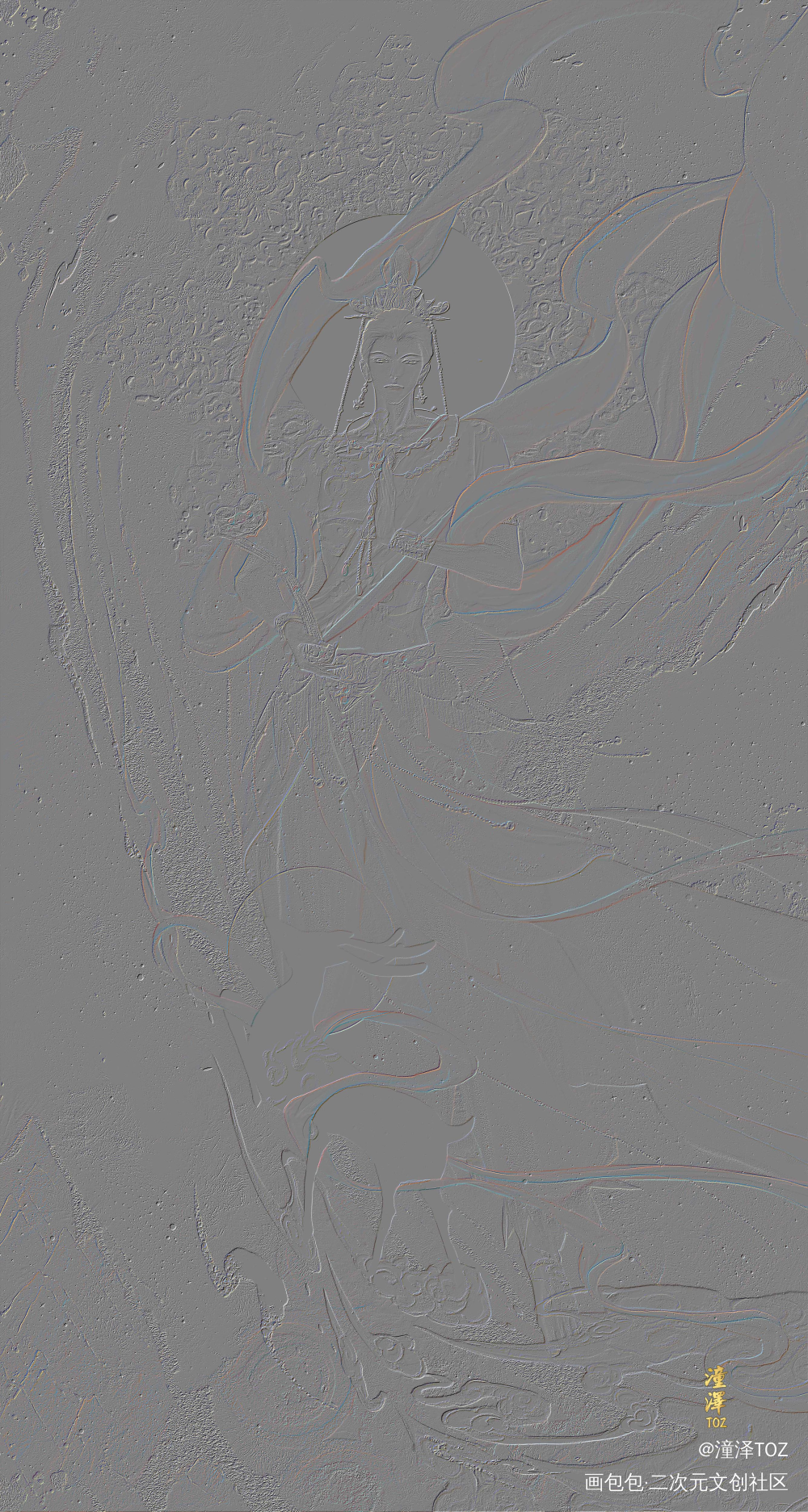 敦煌飞天系列 |第3集·无念_敦煌国风插画男飞天板绘插画板绘绘画作品