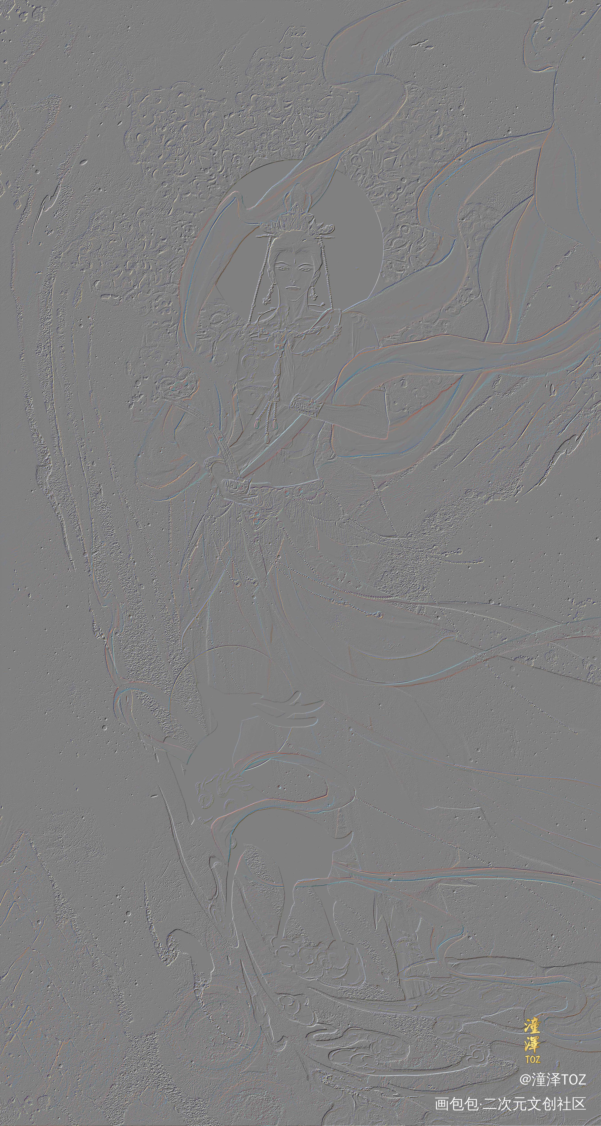 敦煌飞天系列 |第3集·无念_敦煌国风插画男飞天板绘插画板绘绘画作品