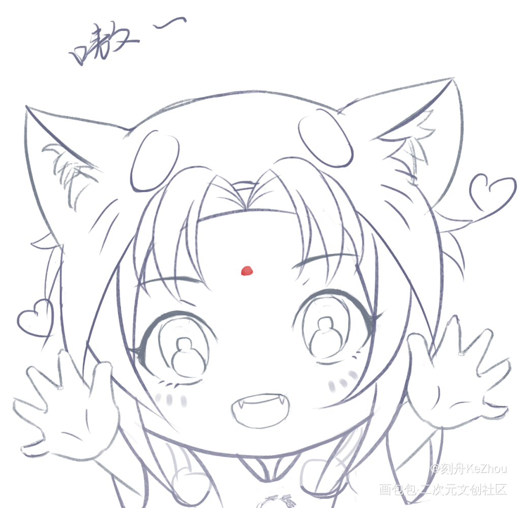 一只幼虎金凌_魔道祖师板绘涂绘画作品