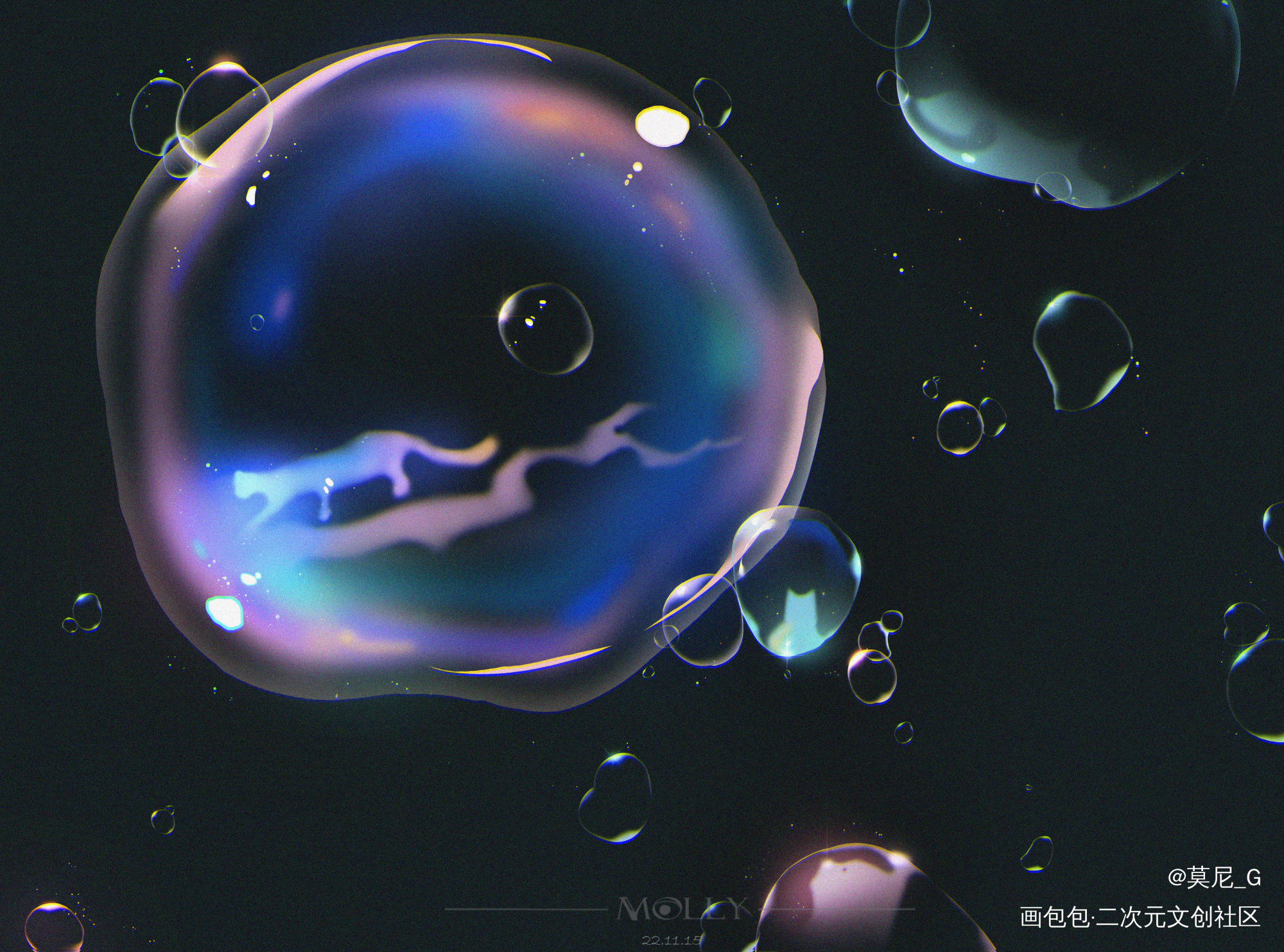 猫猫泡泡_板绘涂每日一练我要上首推插画猫板绘绘画绘画作品