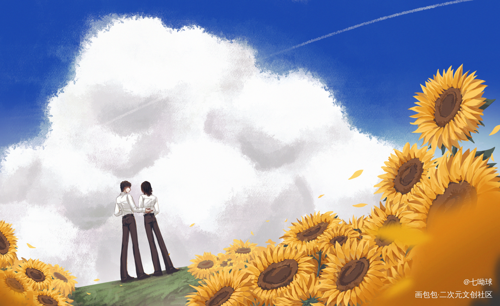 向阳而生_默读舟渡绘画作品
