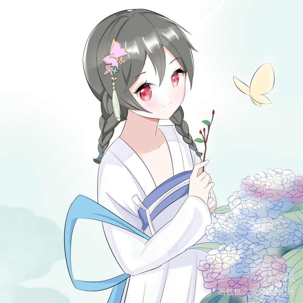小练习一张_平涂日系汉服头像绘画练习绘画作品