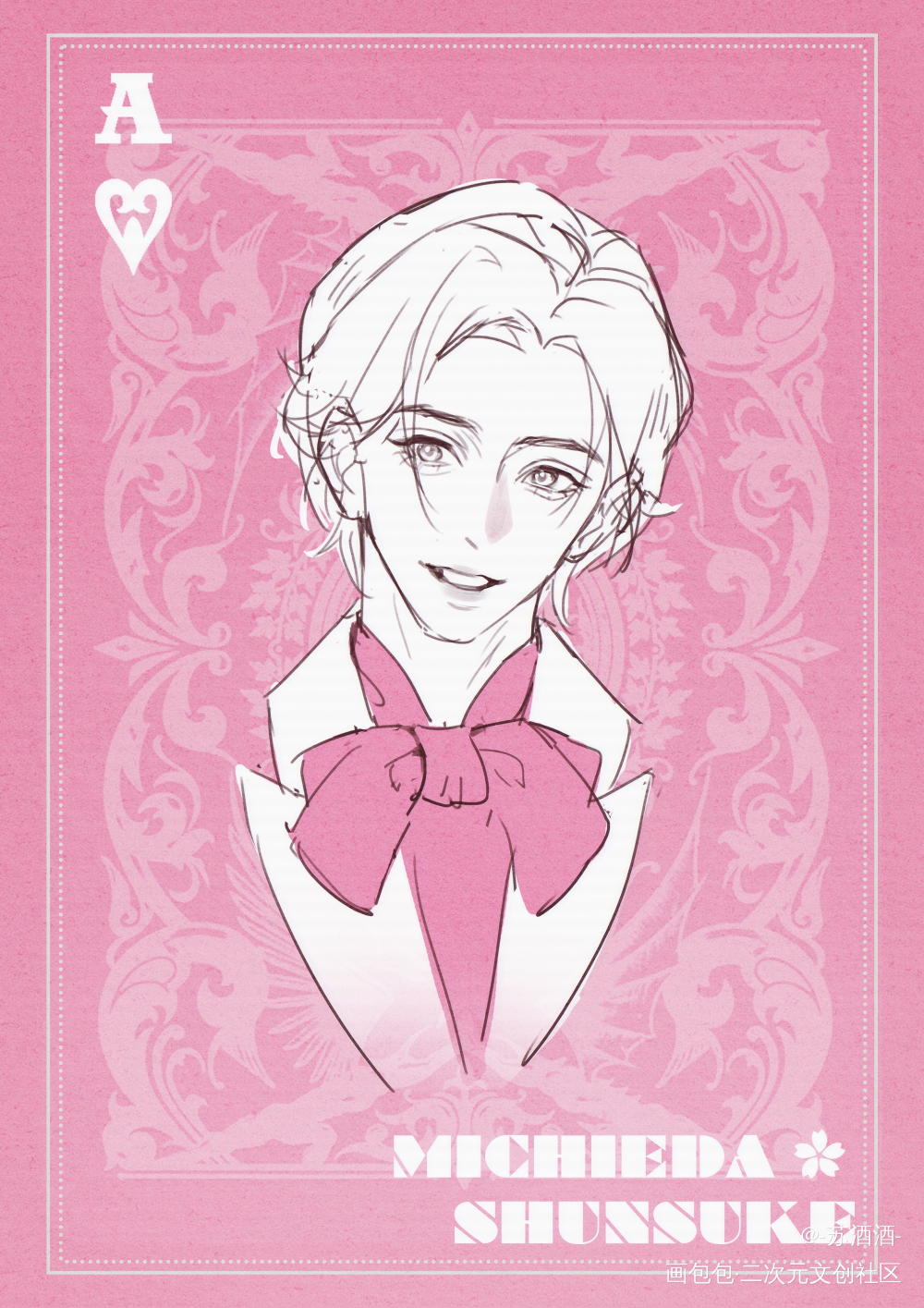 💖&♠️_黑白简笔摸鱼页平涂目黑莲莲理枝道枝骏佑绘画作品