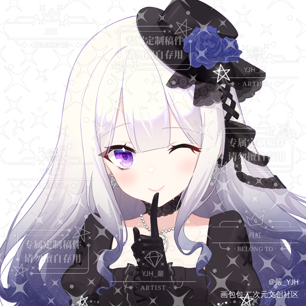 oc头像稿件🤍💙_日系头像付费委托稿件客单展示约稿二次元绘画oc绘画作品