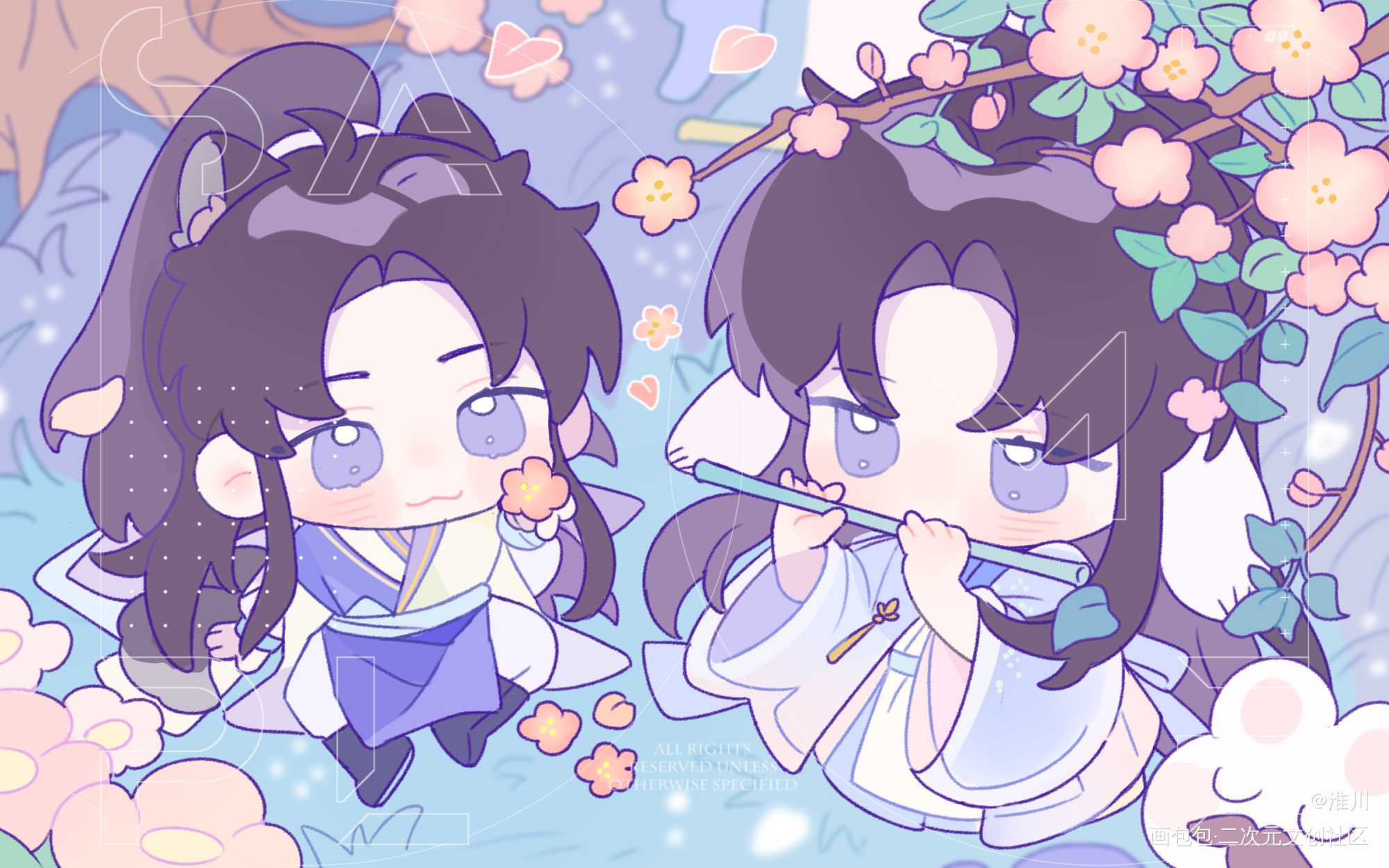 折花也！🌸_君有疾否绘画作品
