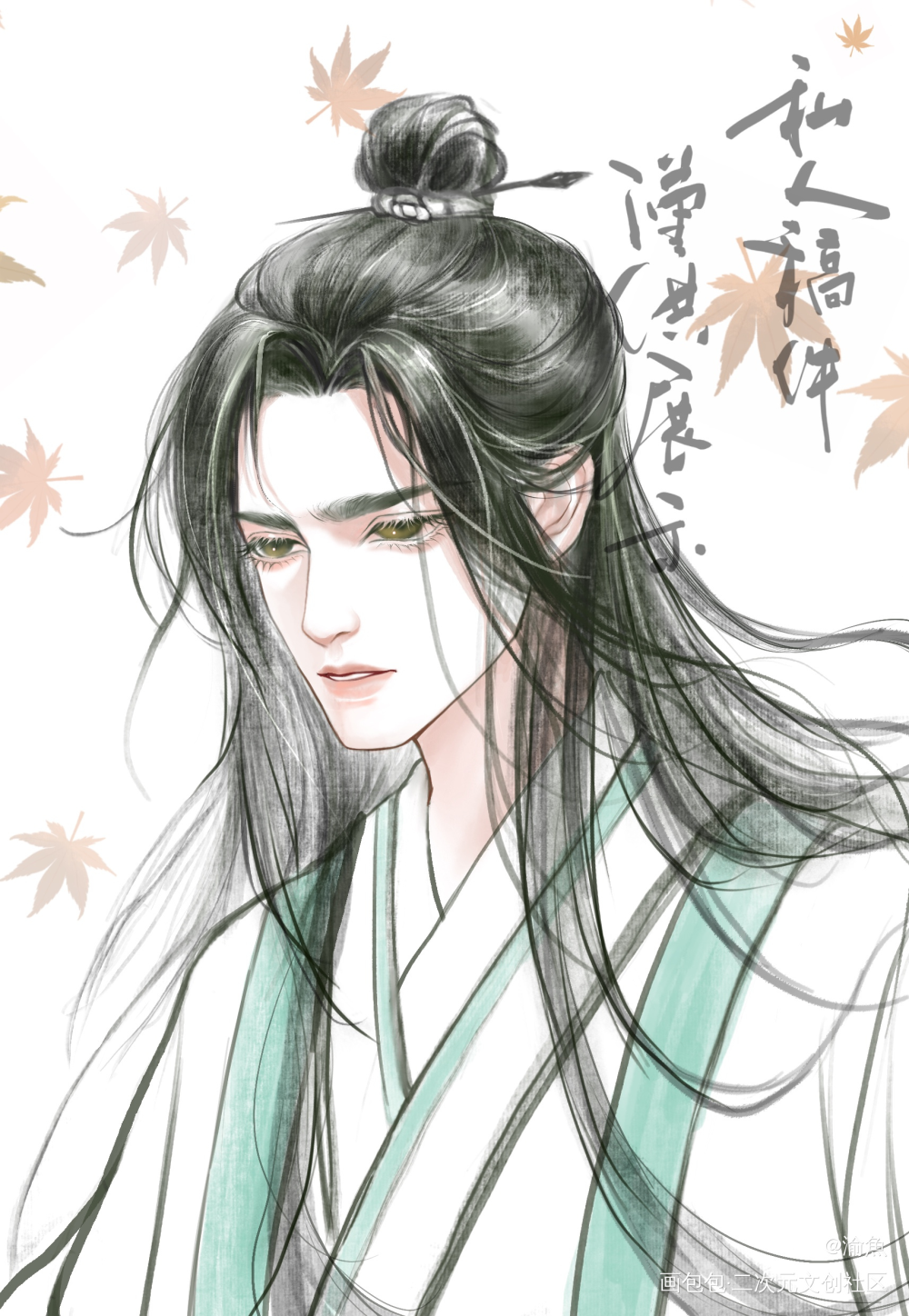 愁苦师青玄_天官赐福师青玄古风头像黑白插画绘画绘画作品