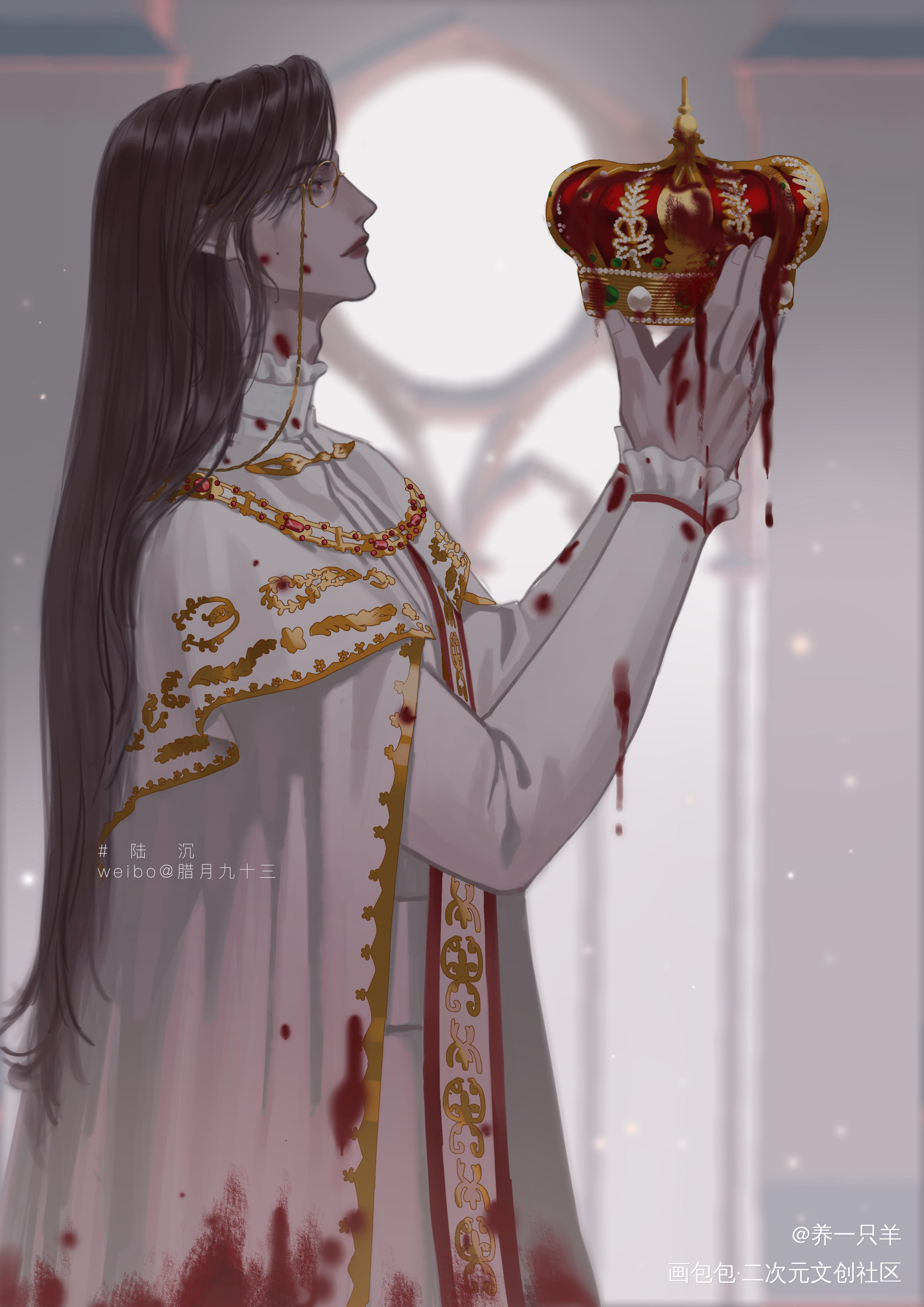 血色王冠_光与夜之恋陆沉绘画作品