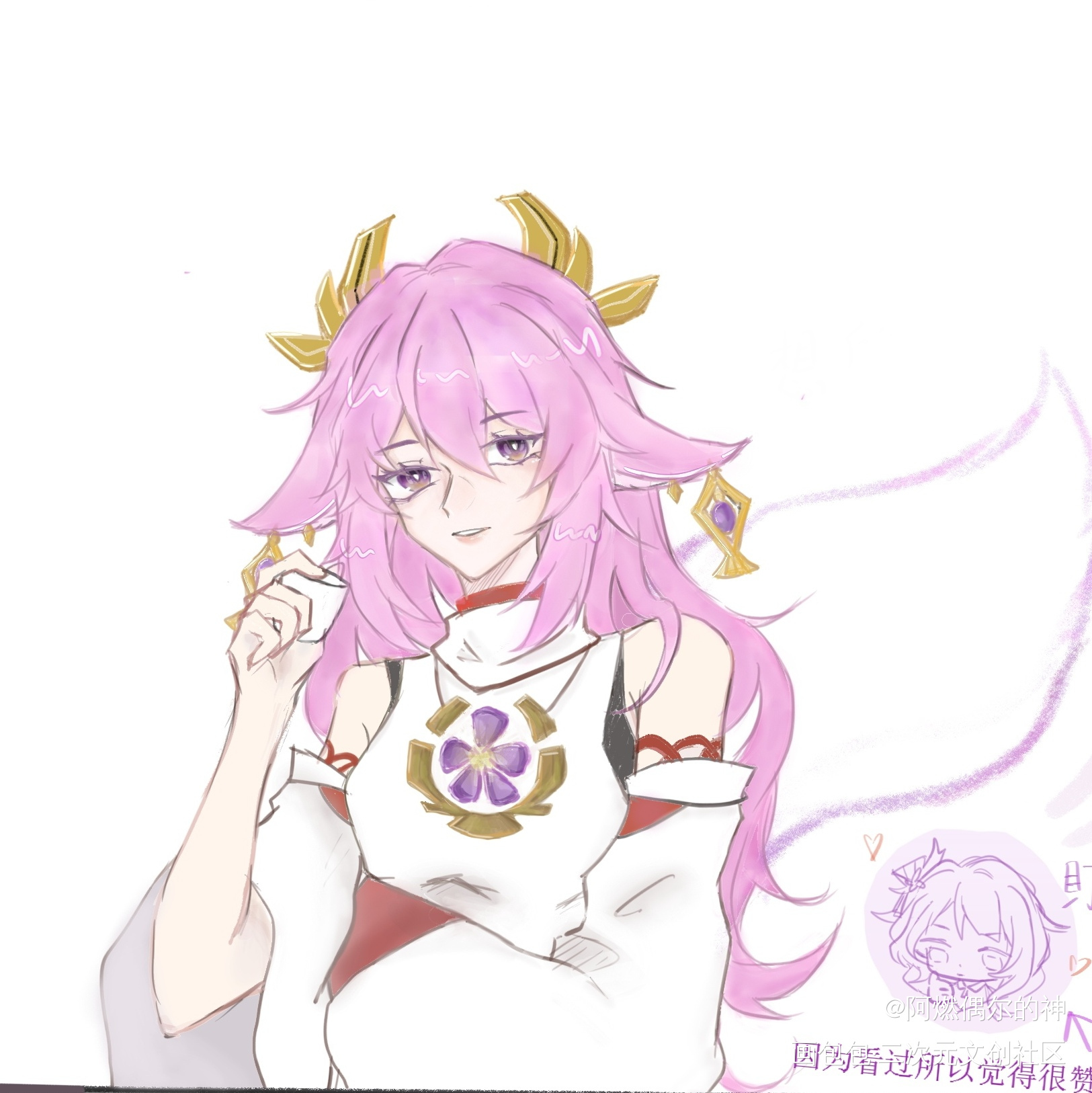 想↗ 的→ 美↘ 喔↗_原神摸鱼页鸣神组绘画作品
