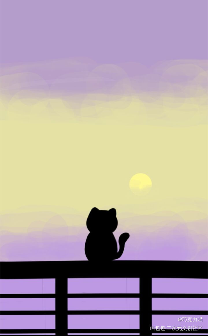 夕阳猫猫_猫猫绘画作品