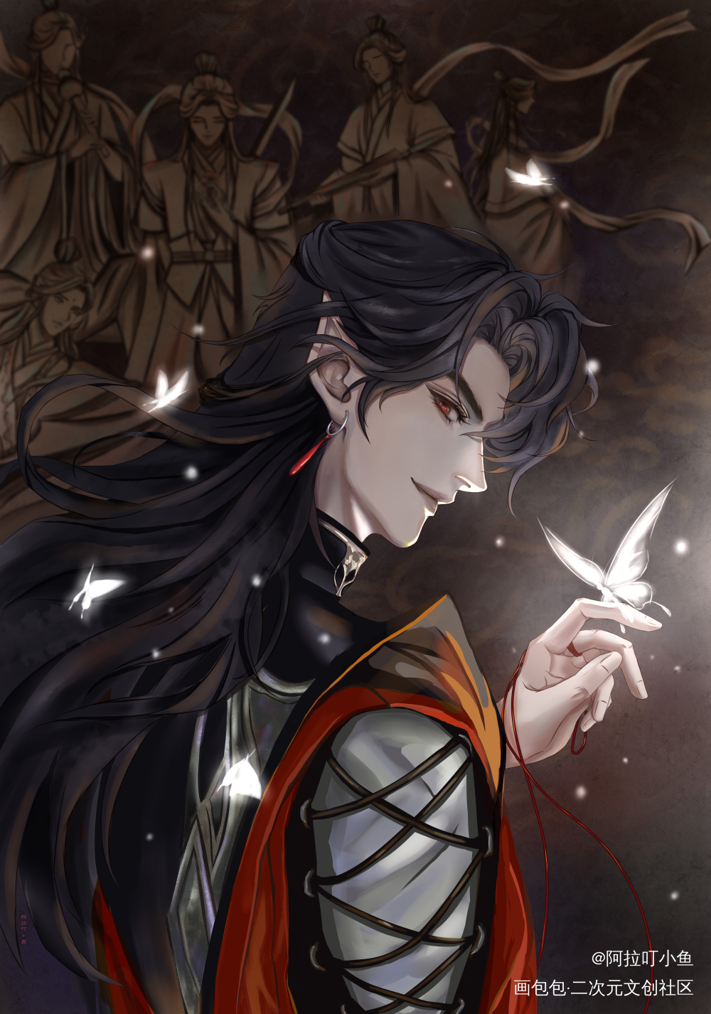 万神窟_天官赐福花怜谢怜约稿板绘绘画作品