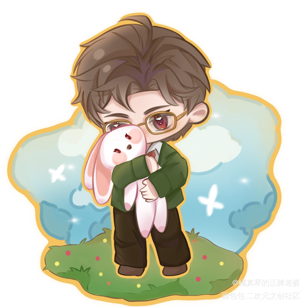 谁都不能动我的小兔子_光与夜之恋陆沉彩色漫画平涂日系Q版光与夜之恋陆沉绘画作品