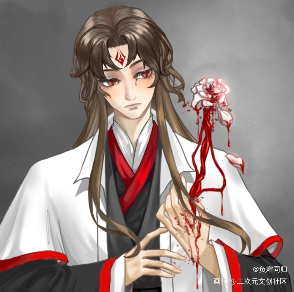 花_人渣反派自救系统冰秋洛冰河绘画作品