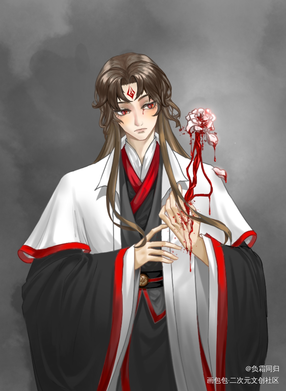 花_人渣反派自救系统冰秋洛冰河绘画作品