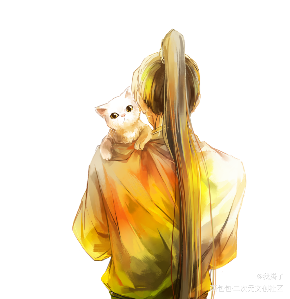 喵喵。_二哈和他的白猫师尊燃晚墨燃绘画作品