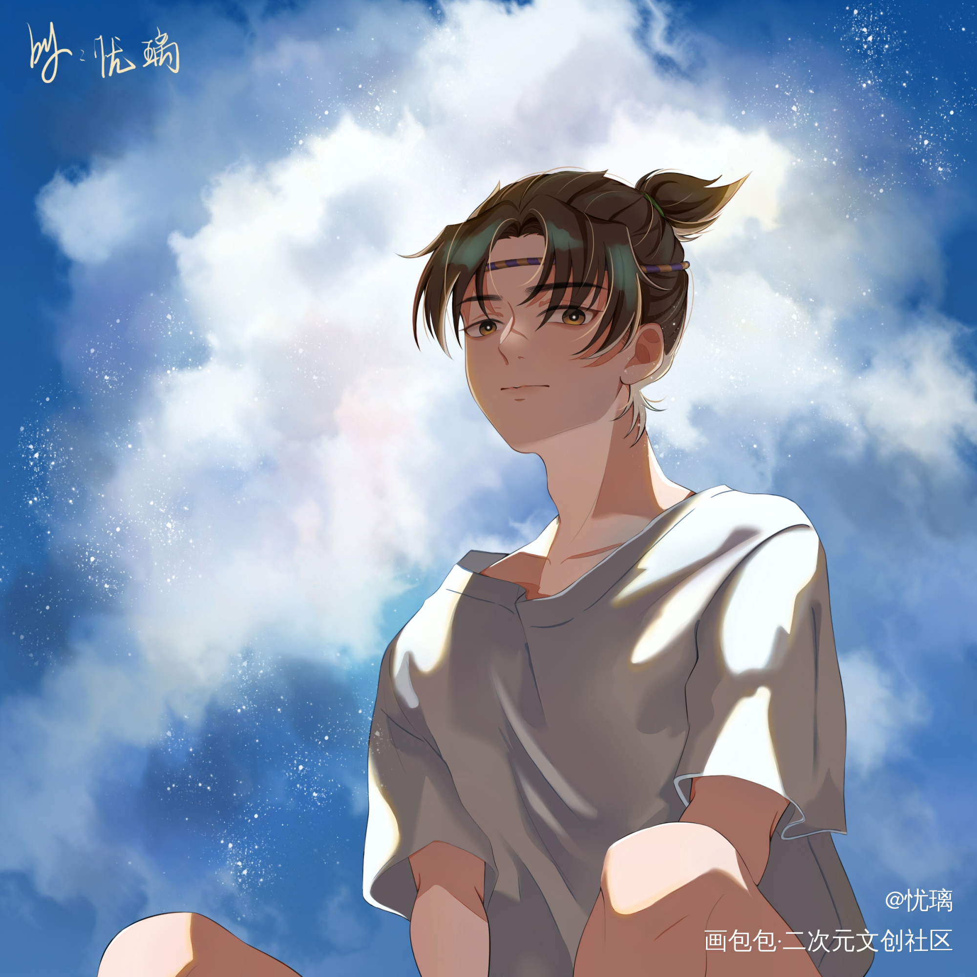 ☁️_新神榜杨戬板绘涂平涂新神榜沉戬沉香绘画作品