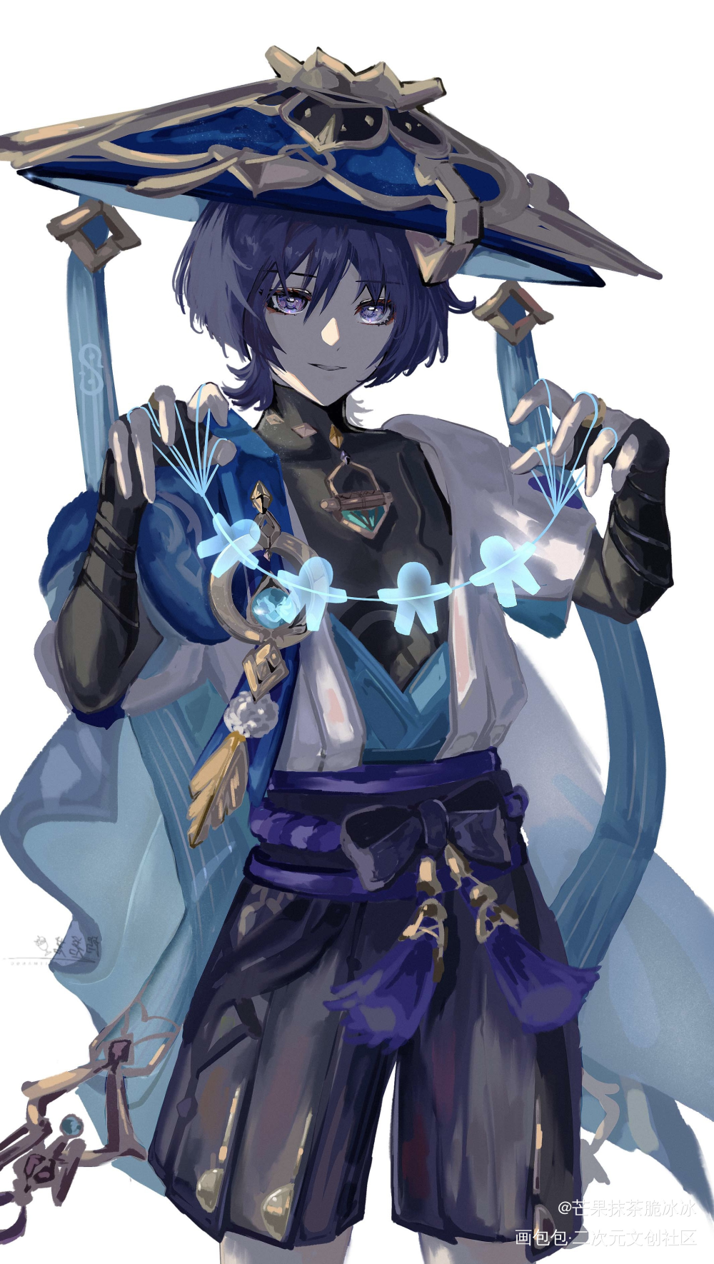 编花绳！_原神板绘涂伪厚涂插画原神流浪者摸鱼二次元板绘绘画作品