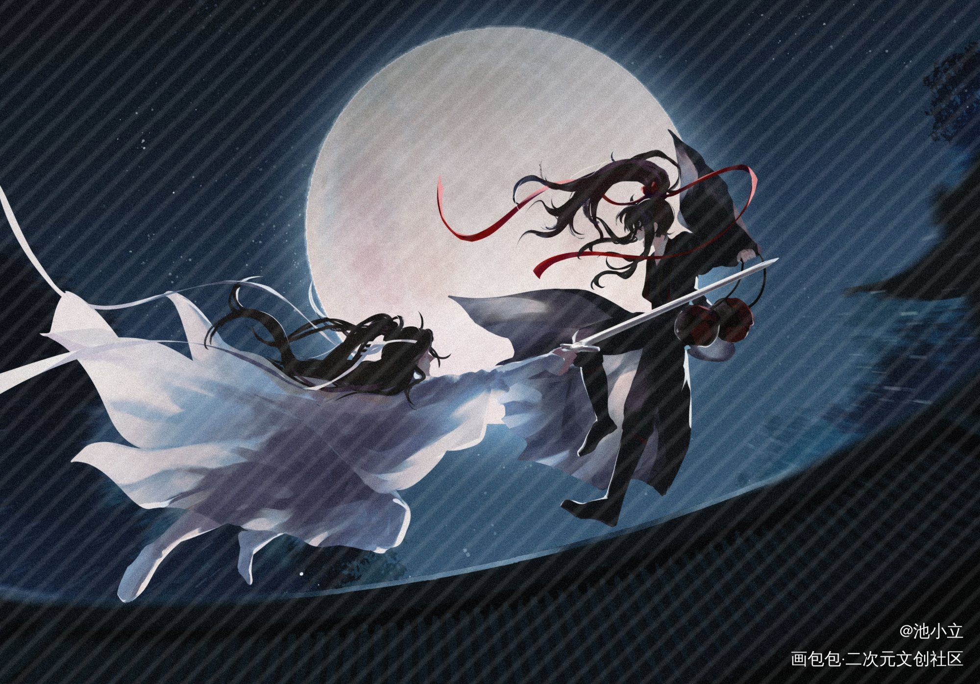 初遇_魔道祖师忘羡蓝忘机魏无羡蓝忘机0123生日快乐魏无羡1031生日快乐绘画作品