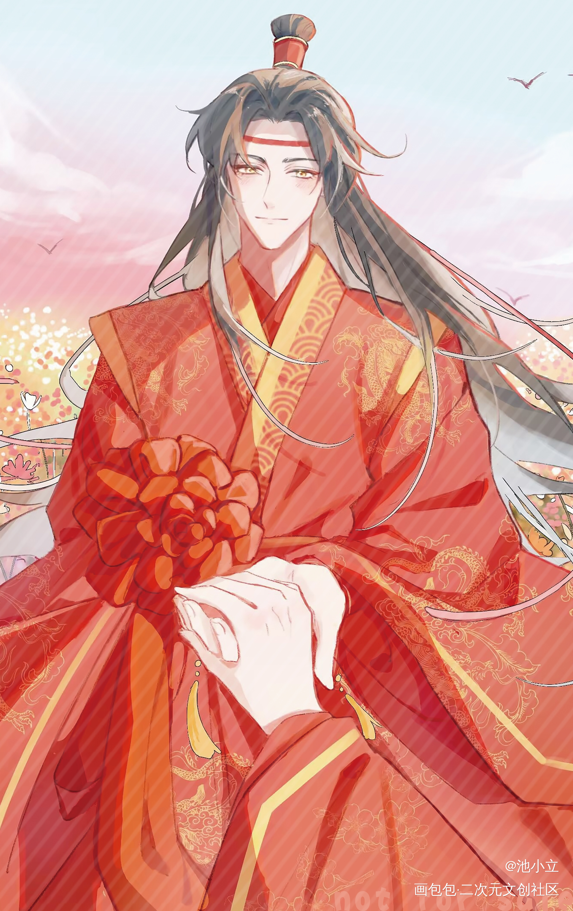 执手_魔道祖师忘羡蓝忘机蓝忘机0123生日快乐绘画作品