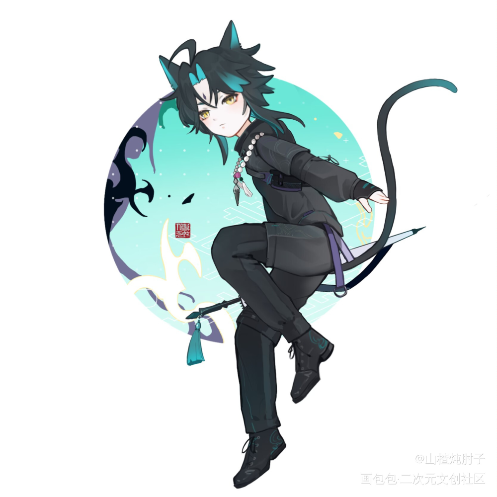 一口一个魈猫猫_原神魈绘画作品