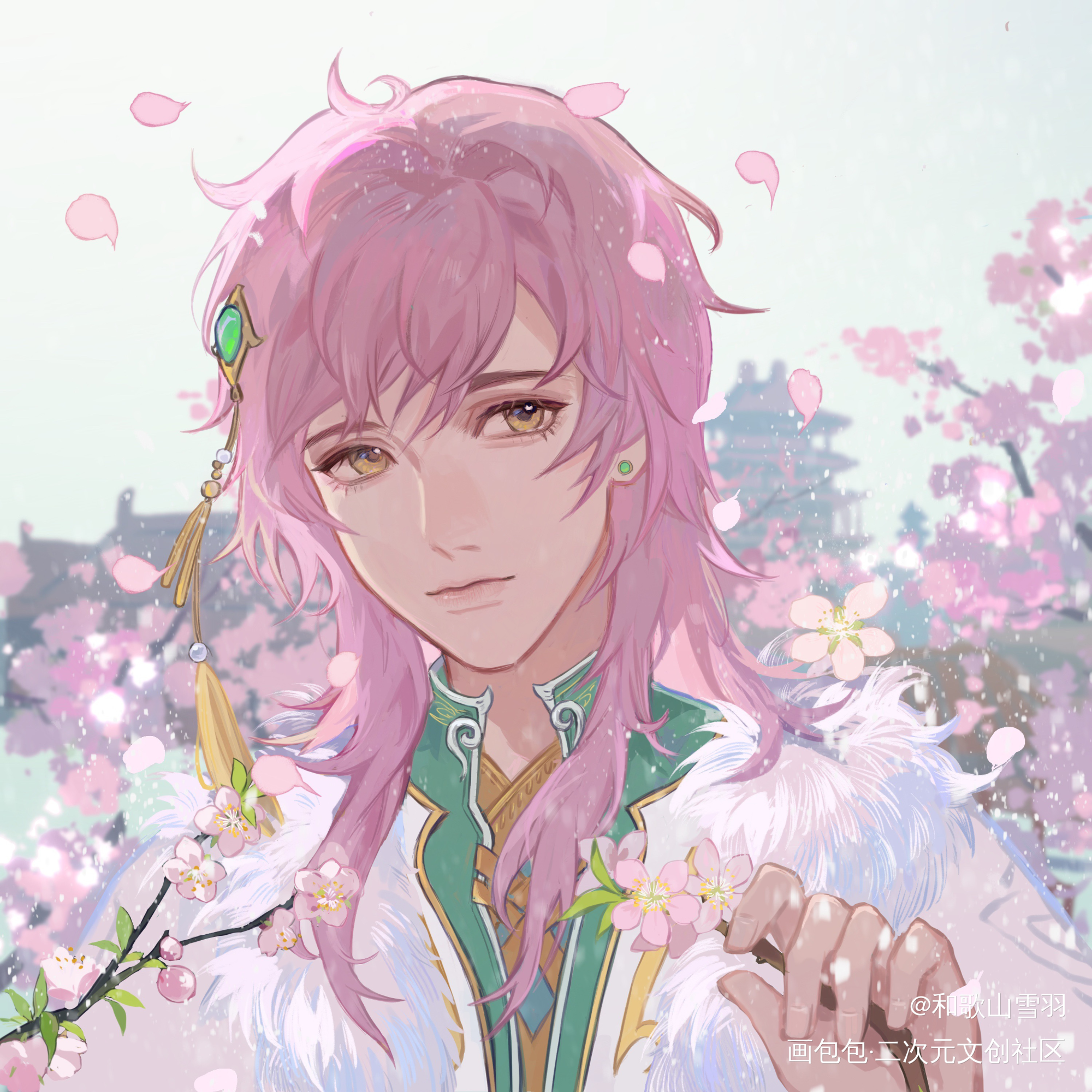冬季的粉毛孔雀儿子一枚_天宝伏妖录珑俊孔鸿俊绘画作品