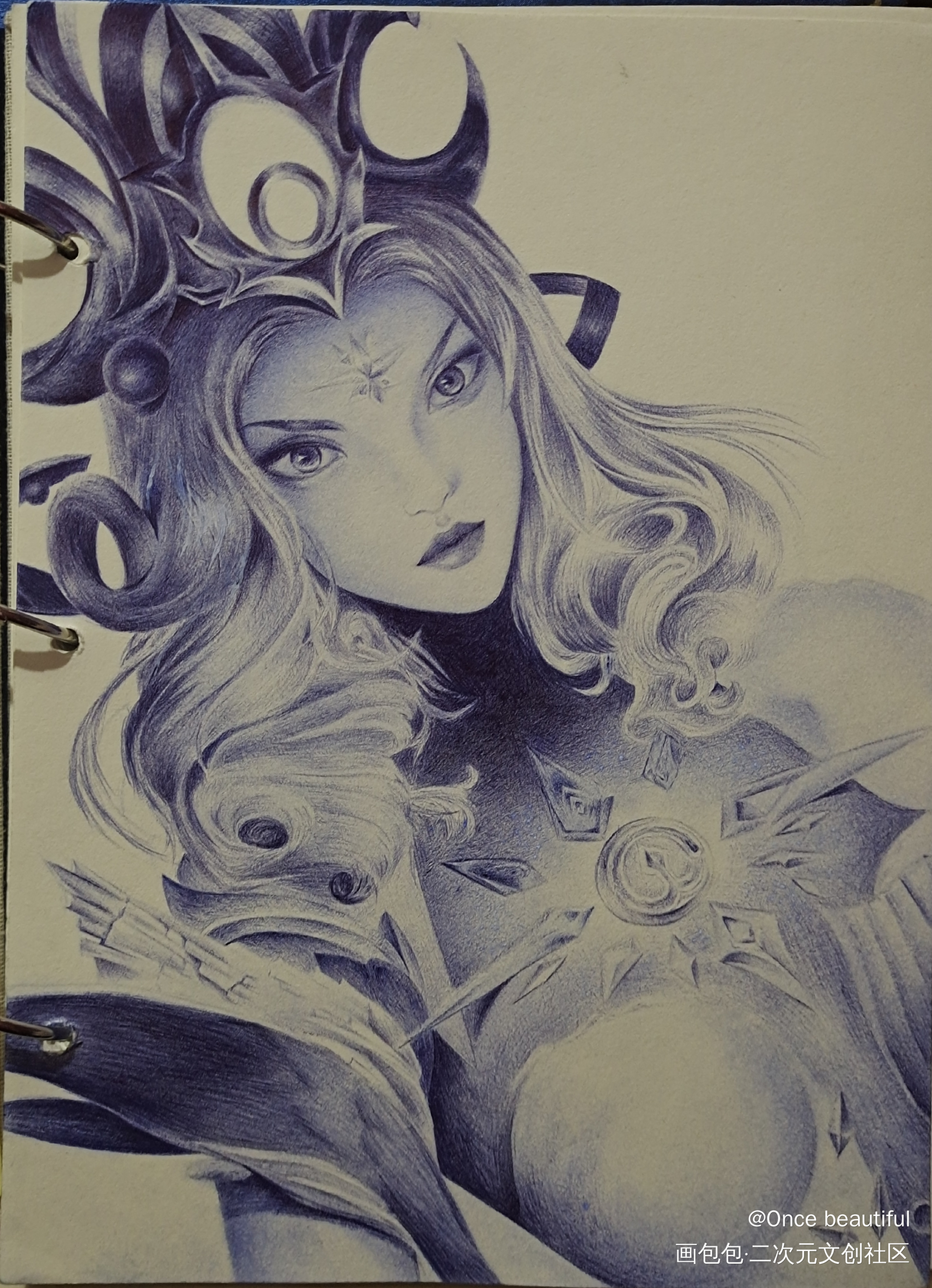 圆珠笔画_王者荣耀漫画素描绘画作品