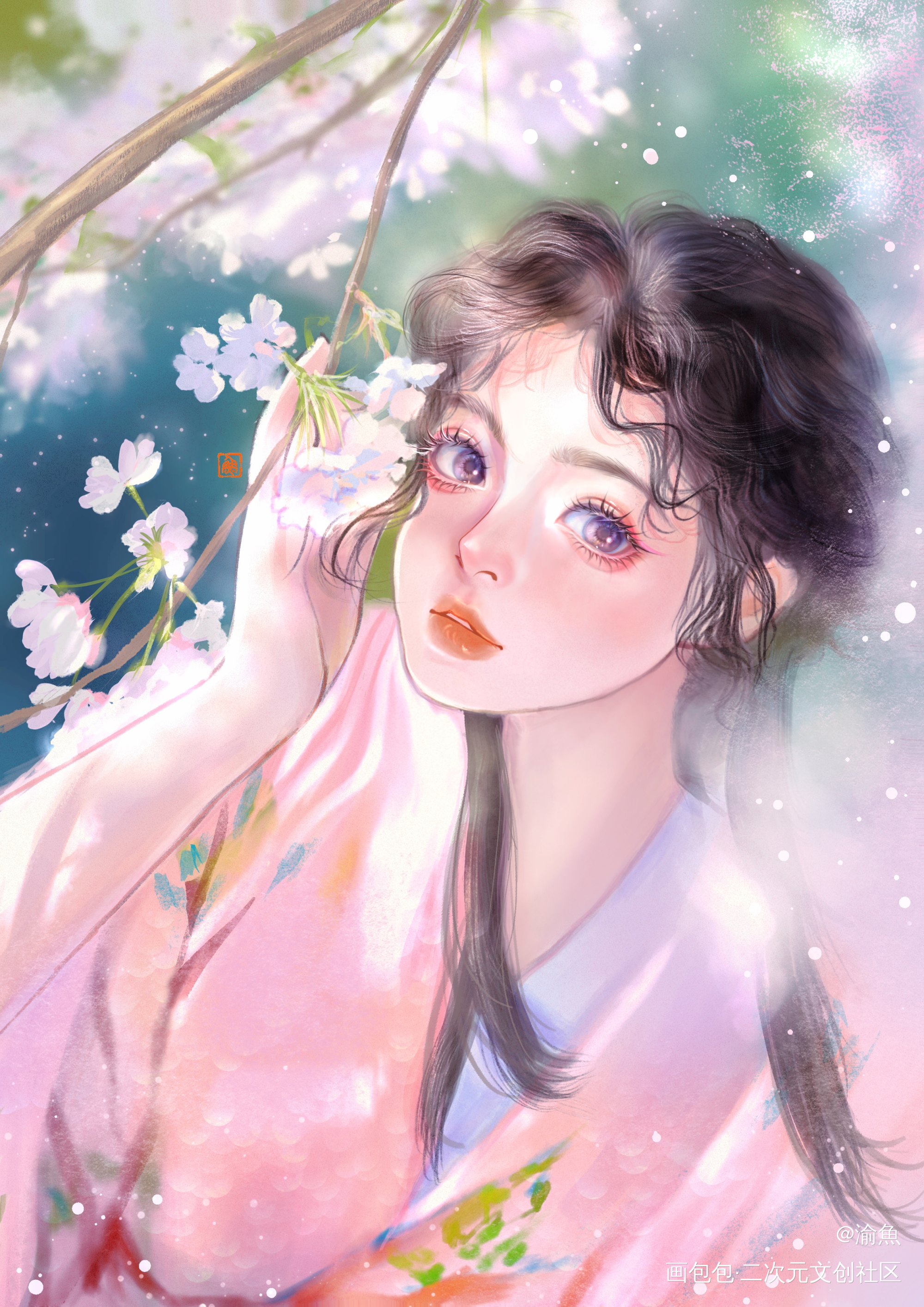 一张小美人儿_古风厚涂摸鱼板绘绘画绘画作品