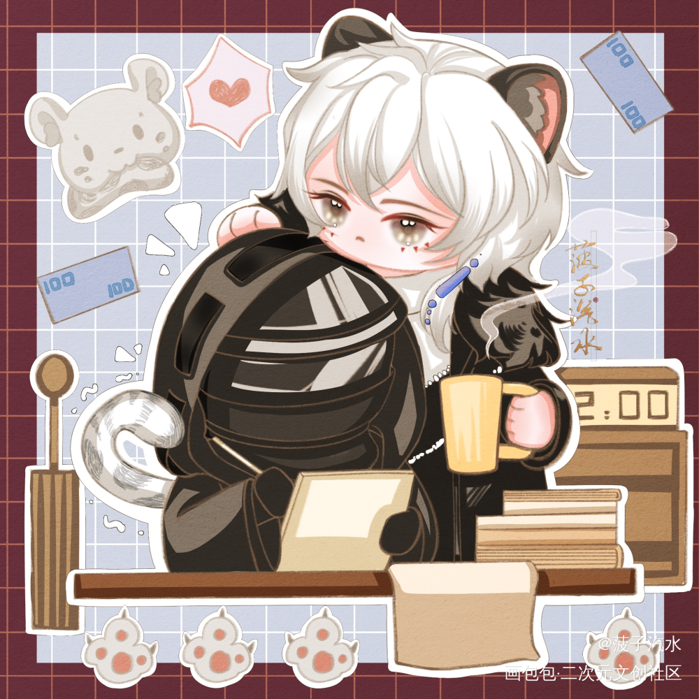 明日方舟银博｜开始骚扰博士工作_明日方舟博士银博银灰绘画作品