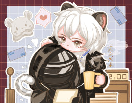 明日方舟银博｜开始骚扰博士工作_绘画作品