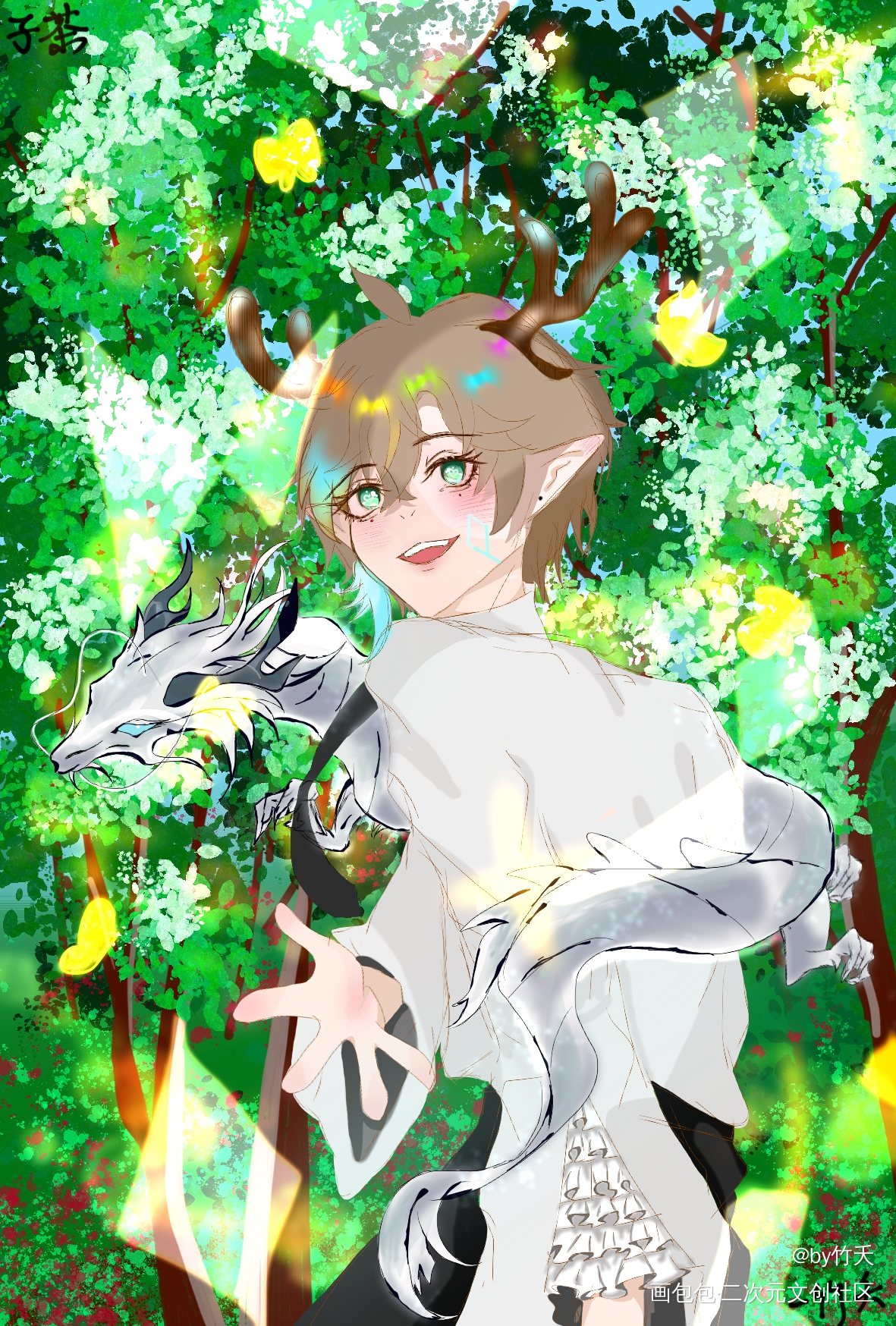 摸摸小鹿！_虚拟主播vtb摸鱼绘画作品